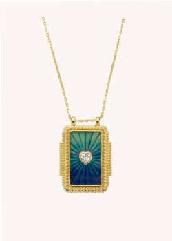 COLLIER - BLUE RAINBOW HEART TWICE BOHEME