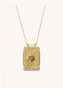 NECKLACE - AMETHYST HEART BOHEME